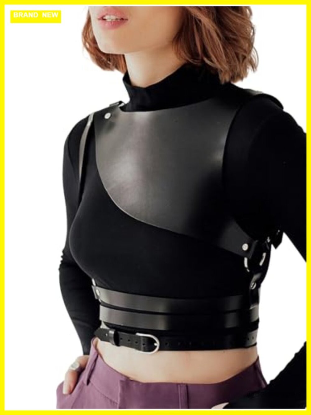 Asymmetrical Shoulder Faux Leather Harness Top Gothic Punk Adjustable Belt